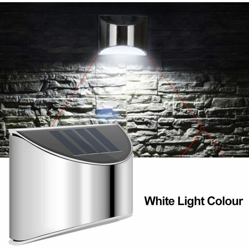LED Solar Wall Light for Garden, Patio, Driveway, Fence, Stairs Stainless Steel Outdoor Waterproof Light with Motion Sensor Cool White [Energy Class