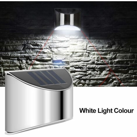 LED Solar Wall Light for Garden, Patio, Driveway, Fence, Stairs Stainless Steel Outdoor Waterproof Light with Motion Sensor Cool White [Energy Class A+++]