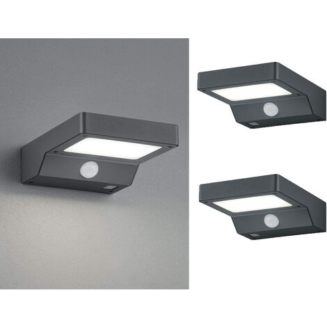 LED Solar Wandleuchte Außenleuchte 2er Set mit Bewegungsmelder Anthrazit