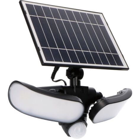 LED Solar Wandleuchte mit Sensor IP44 5000K 1000 Lumen Schwarz