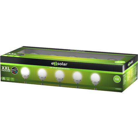 LED Solar Wegeleuchte Cracked Ball, Solar Gartenleuchte mit Farbwechsel-Funktion, inklusive 5x 1,2V AA Ni-MH Akku, 5er Set