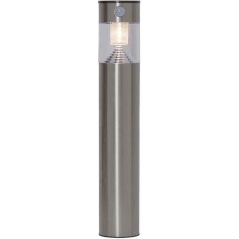 LED Solar-Wegeleuchte ,Marbella', Bewegungsmelder, Dämmerungssensor, silber, 50cm, Ø 9cm