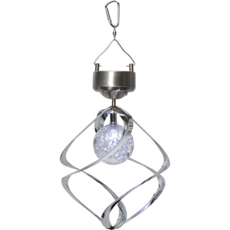 LED Solar-Windspiel ,Roma', Edelstahl, Lichtsensor, weißes Licht, H 35cm