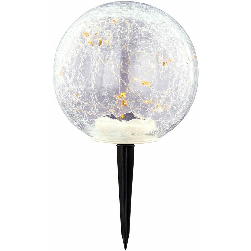 Image of Led solare plug-in lampada palla riflettore crackle terra spike lampada in vetro illuminazione esterna