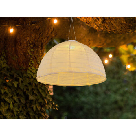 LED Solarhängeleuchte Lampion Lampenschirm in Weiß, Ø40cm