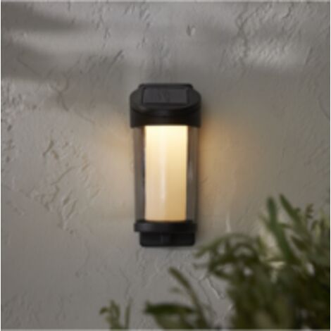 LED Solarlampe ,Alippa' zur Wandbeleuchtung, Dämmerungssensor, schwarz, H 21cm