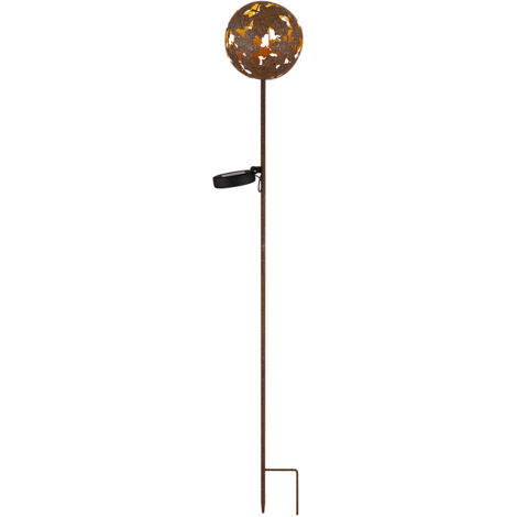 LED Solarlampe Erdspieß Gartendeko Ahornblätter Terrassenlampe Steckleuchte, rostfarben, warmweiß, DxH 12 x 91,5 cm