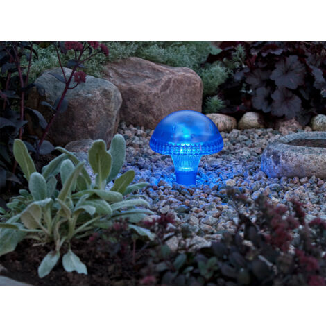LED Solarleuchte ASSISI, Blau mit Erdspieß Höhe 27,5 cm