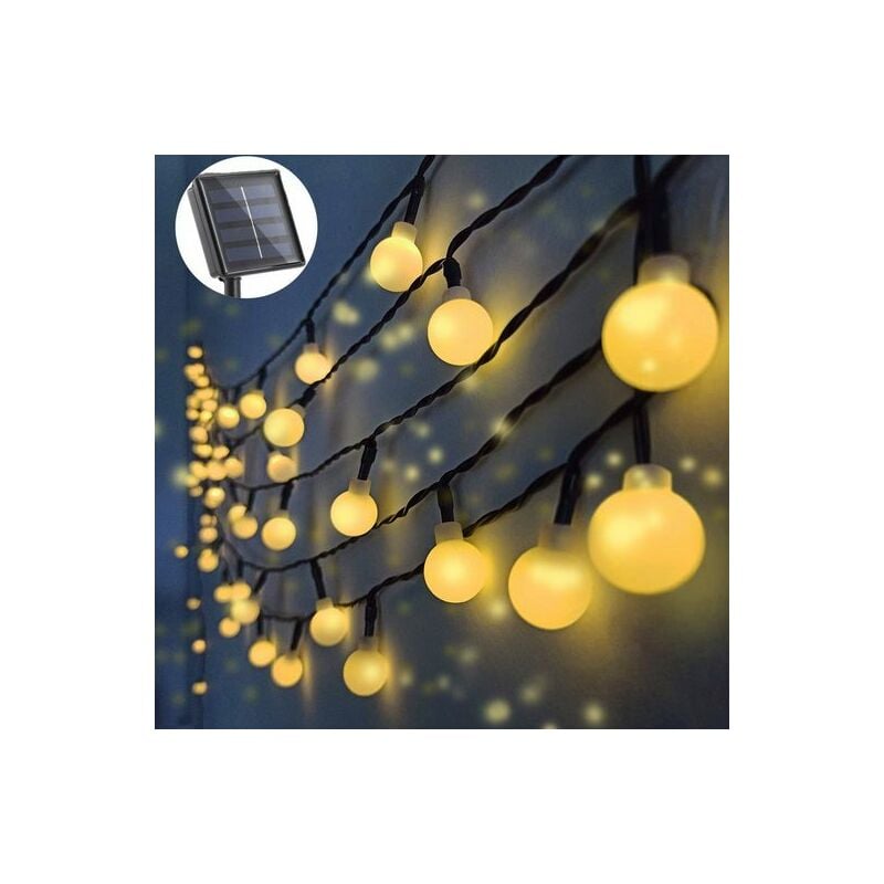 Bandes Lumineuses, Lumineuses Filet,Lampe Solaire, Lampe led petite boule blanche, 7M 50 lumières Kinsi