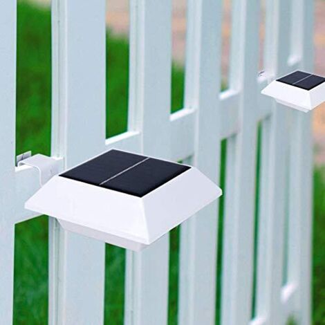 LED-Solarleuchte, wasserdicht, solarbetrieben, Zaunleuchte, Garten-Sicherheitsleuchte für Dachrinnen, Außenbeleuchtung für Terrassen, Treppen und Zäune (11,9 x 11,9 x 5,1 cm)
