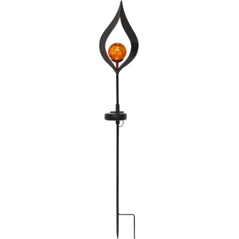 LED-Solarstab "Melilla",Flamme/ Glaskugel, black