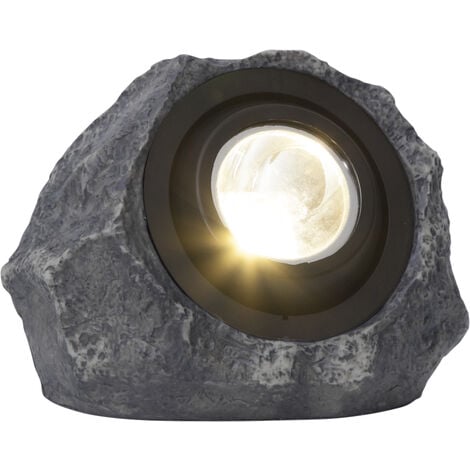 BEST SEASON LED-Solarstein "Rocky", 1 warm white LED, grau