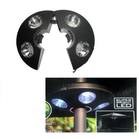 LED-Sonnenschirmlampe mit 4 rotierenden Spots - Mit Fernbedienung