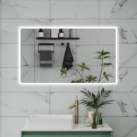 LED SPECCHIO DA BAGNO 100 X 60 CM, LUMINOSITÀ REGOLABILE A 3 COLORI, ANTIAPPANNAMENTO, MEMORIA DI INTERRUZIONE DI CORRENTE