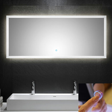 LED Spiegel 120cm mit Touch Bedienung B x H x T ca. : 120 x 65 x 3,2 cm