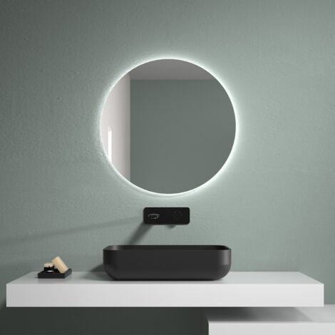 LED Spiegel Ø 60/80/100 cm mit Spiegelheizung Warm-/Kaltlichteinstellung Badspiegel:60 cm