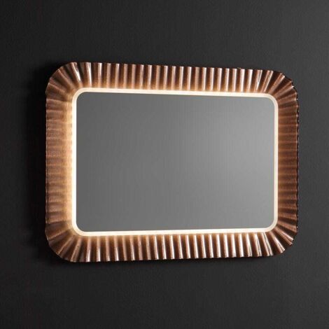 Led Spiegel Mit Rahmen Aus Gewelltem Glas Bronze 94X68
