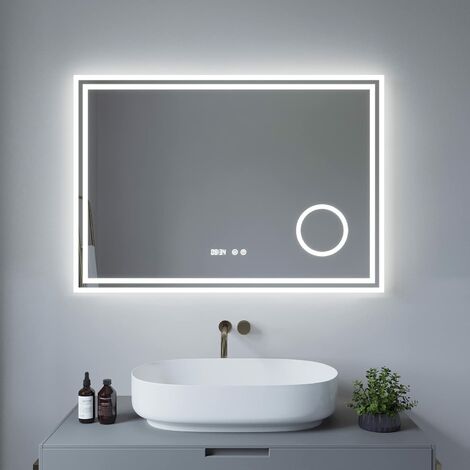 menschlicher Körper beleuchtet dimmbar Badezimmer-Wandspiegel Kosmetikspiegel abnehmbarer Rahmen, runder Spiegel, 60 cm Anti-Beschlag IP44 wasserdicht LED-Sensor-Spiegel Induktion rund 