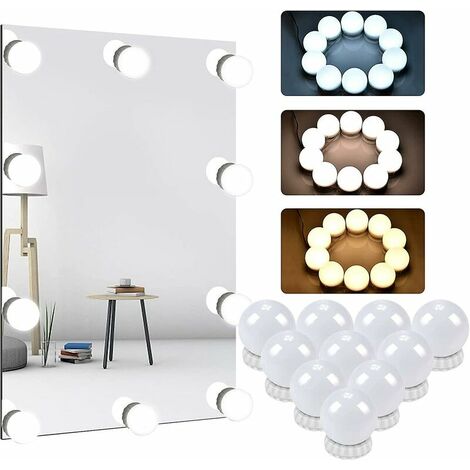 LED-Spiegelleuchte mit Schalter 3 Farben und 10 dimmbar zum Anziehen