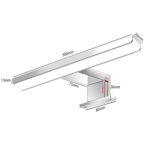 LED-Spiegelleuchte, Schrankleuchte, Badezimmerwandleuchte, neutralweißes Licht (4000 Kelvin), 5 W, 650 lm, IP44, 300 mm breit, Chrom
