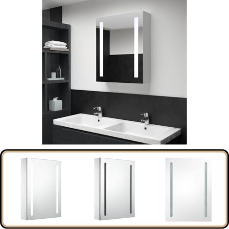 LED-Spiegelschrank 50x13x70 cm - LED-Spiegelschrank - Badezimmermöbel - Kosmetikspiegel - Spiegelschrank Weiß - Silberner Spiegelschrank