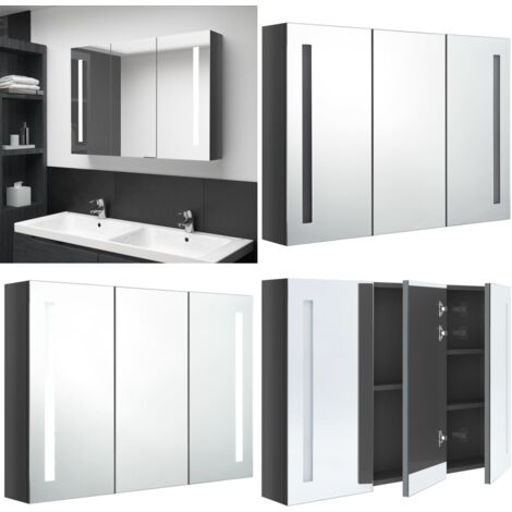 LED-Spiegelschrank fürs Bad 89x14x62 cm Glänzend Grau - LED-Spiegelschrank - Badezimmermöbel - Spiegelschrank - Kosmetikspiegel - Makeup Organizer - Home & Living