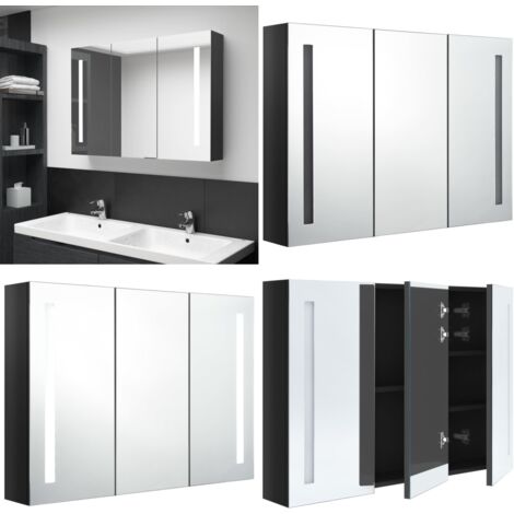 LED-Spiegelschrank fürs Bad 89x14x62 cm Glänzend Schwarz - LED-Spiegelschrank - Badezimmermöbel - Kosmetikspiegel - Spiegelschrank Mit Beleuchtung - Schwarzer Spiegelschrank - Home & Living