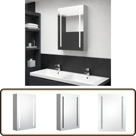 LED-Spiegelschrank fürs Bad Betongrau 50x13x70 cm - LED-Spiegelschrank - Badezimmermöbel - Betonlook - Spiegelschrank - Aufbewahrungsschrank