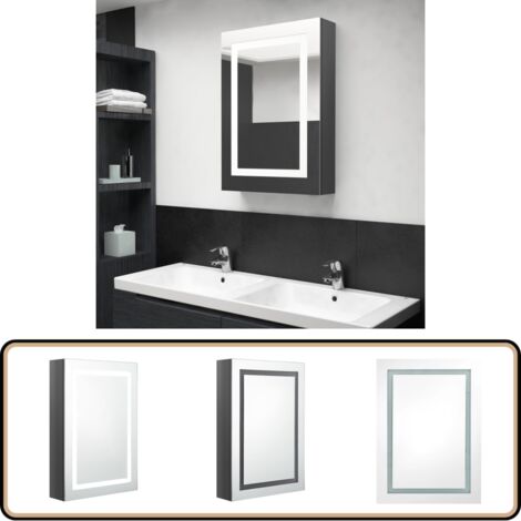 LED-Spiegelschrank fürs Bad Glänzend Grau 50x13x70 cm - LED-Spiegelschrank - Badezimmermöbel - Kosmetikspiegel - Wandregal - Aufbewahrungsschrank