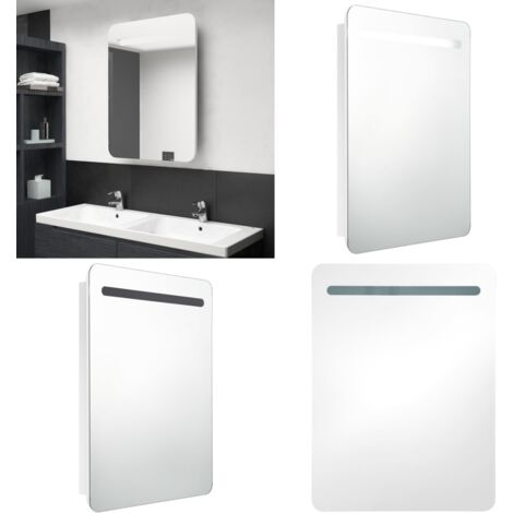 LED-Spiegelschrank fürs Bad Glänzend Weiß 60x11x80 cm - LED-Spiegelschrank - Badezimmerspiegel - Wandspiegel - Spiegelschrank Weiß - Badespiegel - Home & Living
