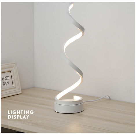 LED Spiral Bedside Lamp 19W Warm White Eye Protection Brightness, LED Table Lamp/Decorative Lighting for Bedroom Living Room (White)