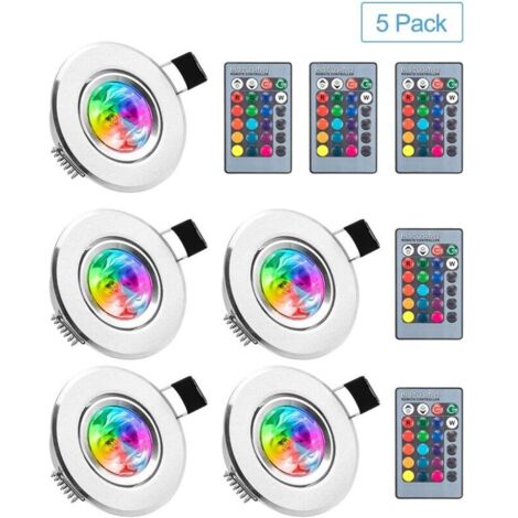 LED Spot Encastrable 5pcs RGB Multicolore Ampoules avec Télécommandes 220V 16 Couleurs Dimmable Lampe de Plafond du Jour Plafonnier Encastré pour Salon Veranda Maison Chambre Salle de Bain Classe éner