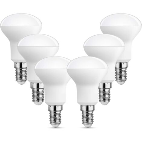 LED-Spot-Glühbirne E14 R50, 5 W, Glühlampe, entspricht E14 40 W, Kaltweiß 6000 K, 500 lm, 120° Licht, AC 220 V, LED-Glühbirne mit kleinem Sockel für Küchenbeleuchtung, nicht dimmbar, 6 Stück