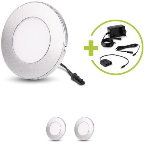 LED Spot rund 2.6W 12V 120lm IP20 Ø75x6mm Ausschnitt Ø55mm - Lichtfarbe: Neutralweiß 4000K - Anzahl: 3x