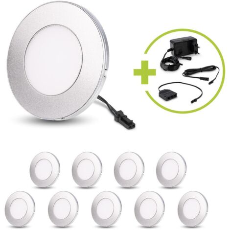 LED Spot rund 2.6W 12V 120lm IP20 Ø75x6mm Ausschnitt Ø55mm - Lichtfarbe: Warmweiß 3000K - Anzahl: 10x