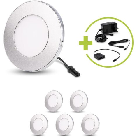 LED Spot rund 2.6W 12V 120lm IP20 Ø75x6mm Ausschnitt Ø55mm - Lichtfarbe: Warmweiß 3000K - Anzahl: 6x