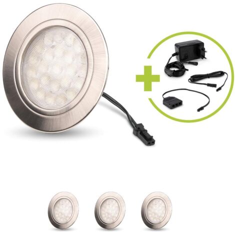 LED Spot rund 2W 12V 150lm IP20 Ø65x11mm Ausschnitt Ø58mm - Lichtfarbe: Neutralweiß 4000K - Anzahl: 4x