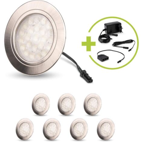 LED Spot rund 2W 12V 150lm IP20 Ø65x11mm Ausschnitt Ø58mm - Lichtfarbe: Neutralweiß 4000K - Anzahl: 8x