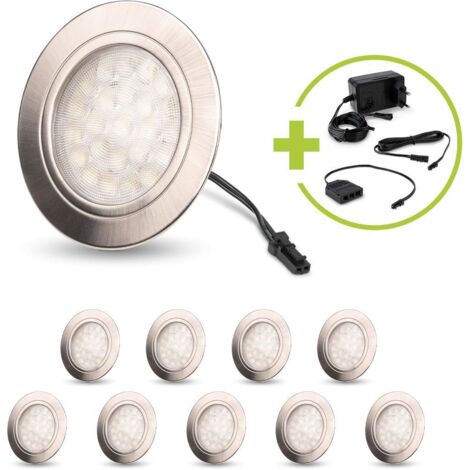 LED Spot rund 2W 12V 150lm IP20 Ø65x11mm Ausschnitt Ø58mm - Lichtfarbe: Warmweiß 3000K - Anzahl: 10x