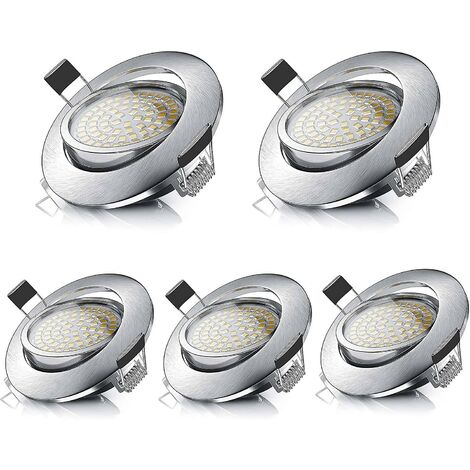 LED Spots Encastrables Orientable Rond 5W Ultraslim Blanc Chaud 3000K 470LM 230V IP44 éclairage plafond encastré pour salle de bain, Cuisine, Salon, Couloir (lot de 5) [Classe énergétique A++]