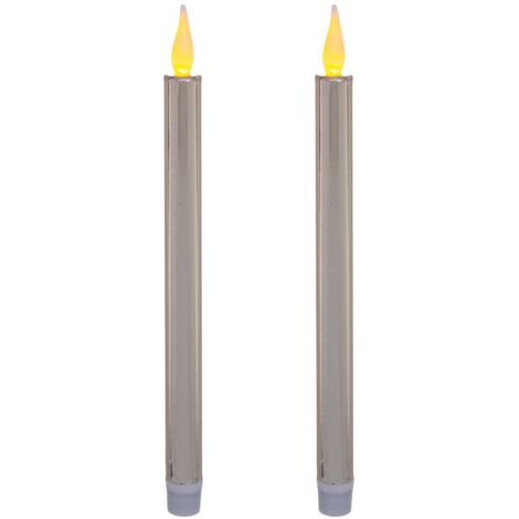 LED-Stabkerzen Colorama de Noël 2er-Set - Versilbertes metall