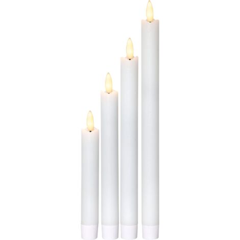 LED-Stabkerzen -Flamme', Echtwachs, 4er-Set, weiß