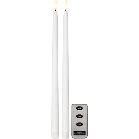 LED-Stabkerzen Flamme Slim, 2er-Set, Wachs, Fernbedienung
