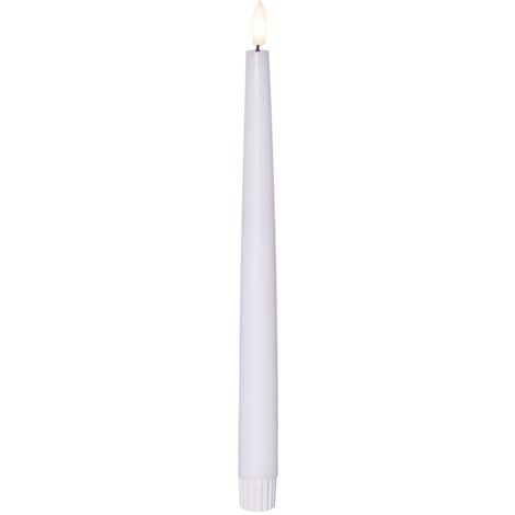 LED Stabkerzen, Flamme Slim' in Weiß, 4er Set, Batterie, Timer, Fernbedienung, flackernd, warmweiß, H 28,5cm