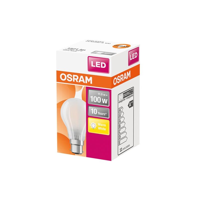 Amp. led std v. dépoli 11W B22 Chaud boite de 1 - Osram
