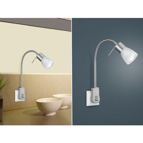 LED Steckerspot LEVISTO mit Schalter und Flexarm, Silber Höhe 40cm