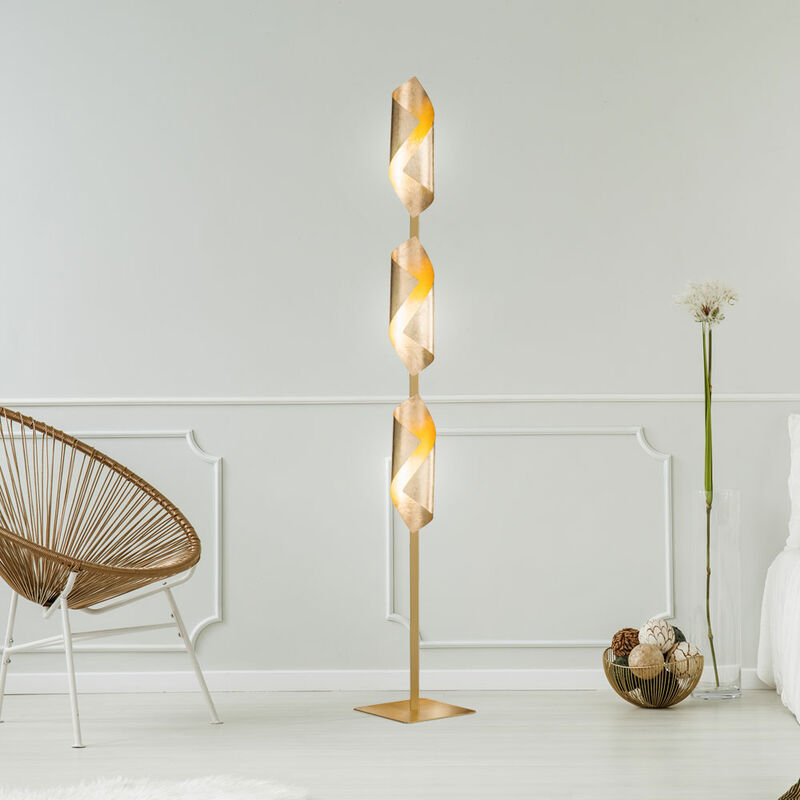 LED Steh Lampe Wohn Schlaf Zimmer Beleuchtung Flur Strahler Stand Leuchte gold