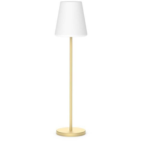 LED Stehlampe außen Solar Farbwechsel RGBCCT Dimmer Fernbedienung IP65 119 cm hoch in Messing Modern Gartenleuchte Terrassenlampe