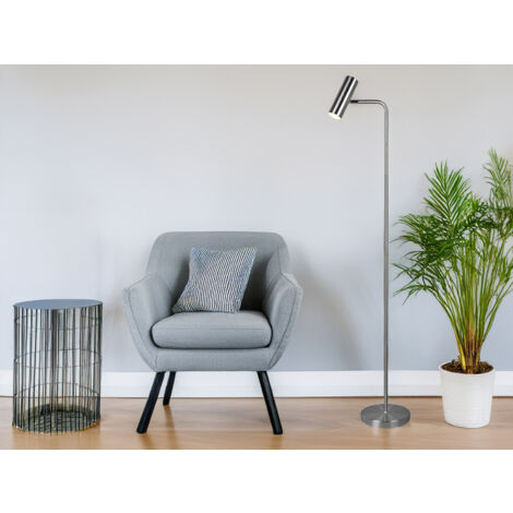 LED Stehlampe in Silber matt, Spot schwenkbar, Höhe 151cm