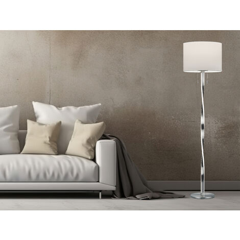 LED Stehlampe NANDOR mit Stoff Lampenschirm weiß und beleuchtetem Gestell, 160cm